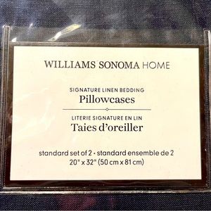 WILLIAMS SONOMA Linen STANDARD Pillowcases PAIR Navy Blue New NWT
